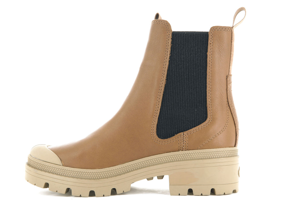 Palladium PALLABASE CHELSEA LEATHER Women's Chelsea Boots Brown | Canada-5378