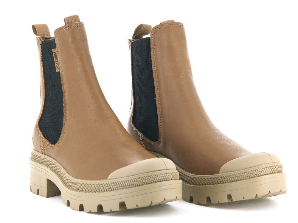 Palladium PALLABASE CHELSEA LEATHER Women's Chelsea Boots Brown | Canada-5378