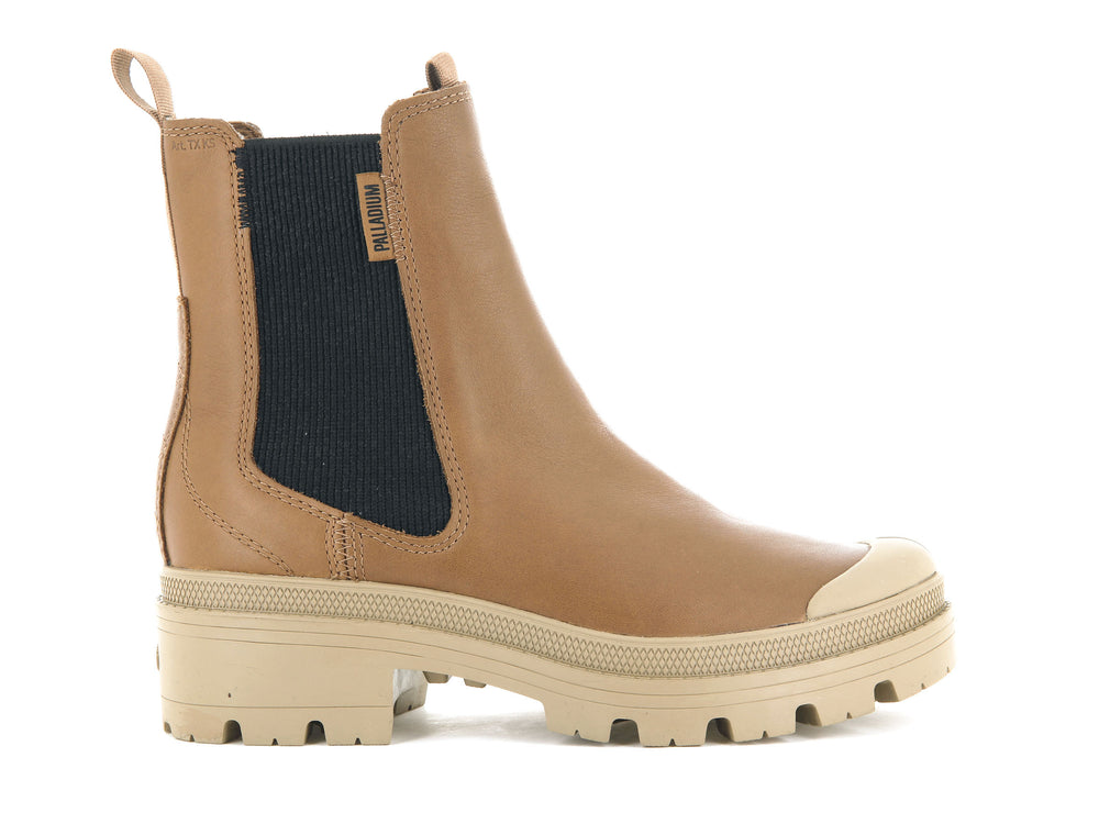 Palladium PALLABASE CHELSEA LEATHER Women\'s Chelsea Boots Brown | Canada-5378