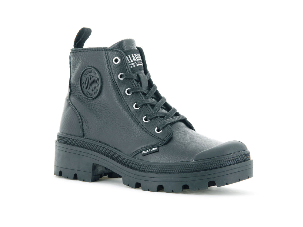 Palladium PALLABASE LEATHER Women's Boots Black | Canada-1486