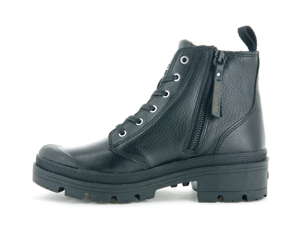 Palladium PALLABASE LEATHER Women's Boots Black | Canada-1486