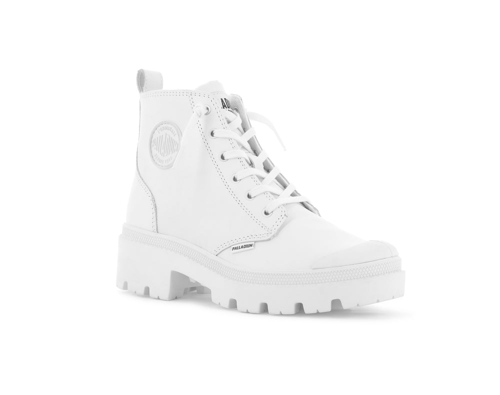 Palladium PALLABASE LEATHER Women's Boots White / White | Canada-1854