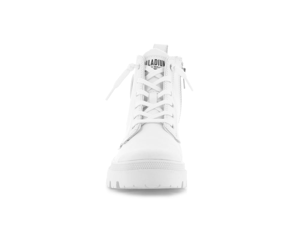 Palladium PALLABASE LEATHER Women's Boots White / White | Canada-1854