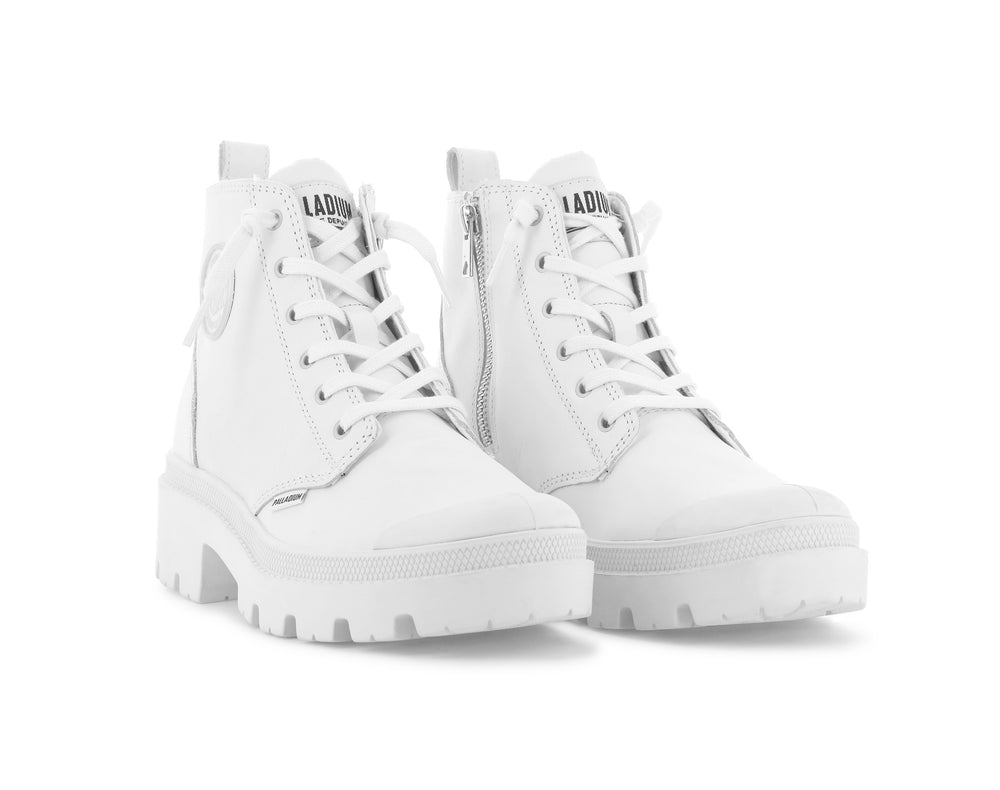 Palladium PALLABASE LEATHER Women's Boots White / White | Canada-1854