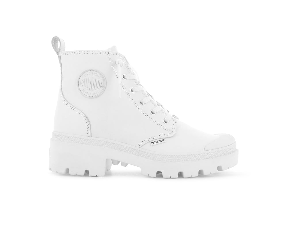 Palladium PALLABASE LEATHER Women\'s Boots White / White | Canada-1854