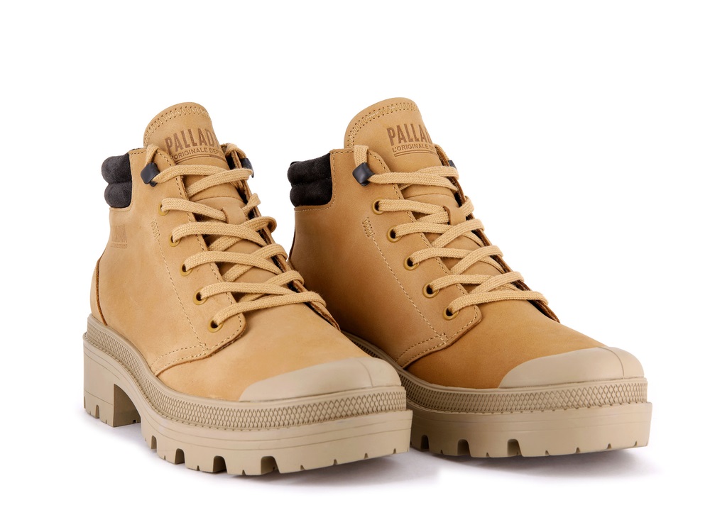 Palladium PALLABASE LO CUFF Women's Boots Gold | Canada-4652