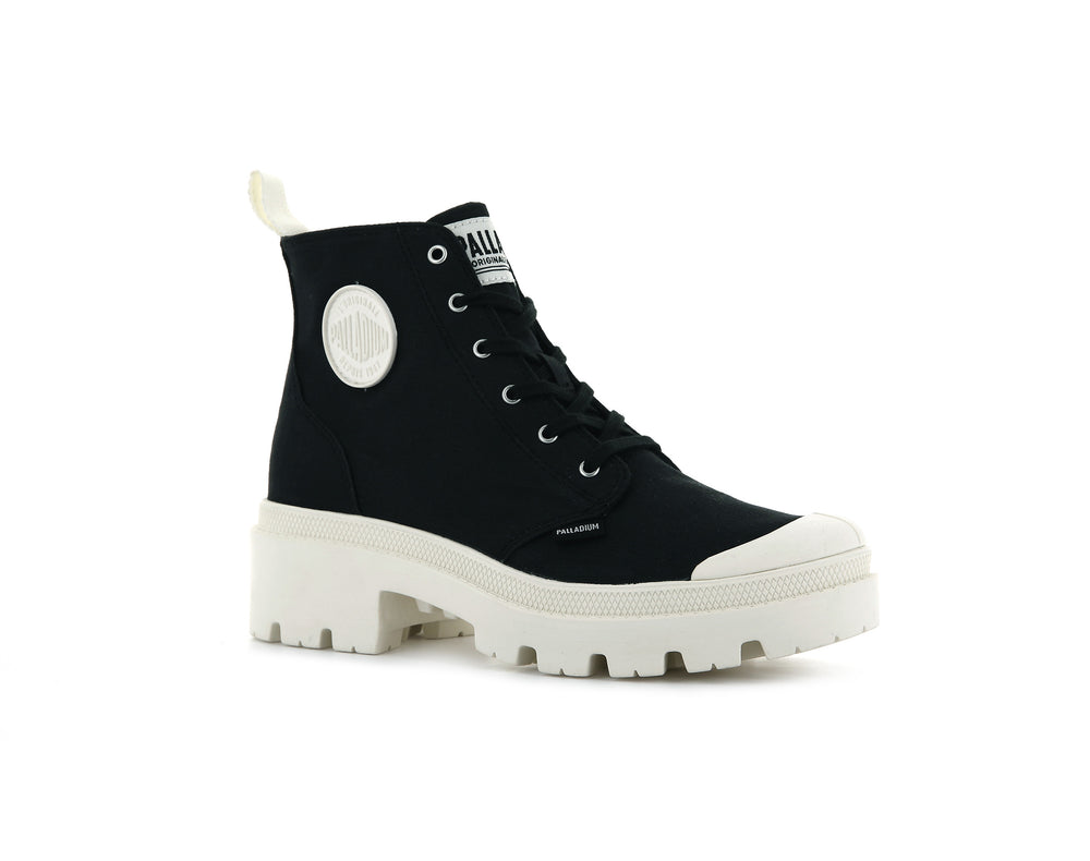 Palladium PALLABASE TWILL Women's Boots Black | Canada-1639