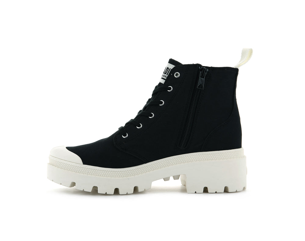 Palladium PALLABASE TWILL Women's Boots Black | Canada-1639