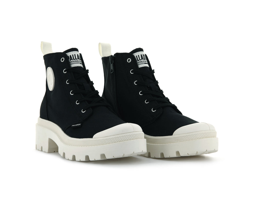 Palladium PALLABASE TWILL Women's Boots Black | Canada-1639