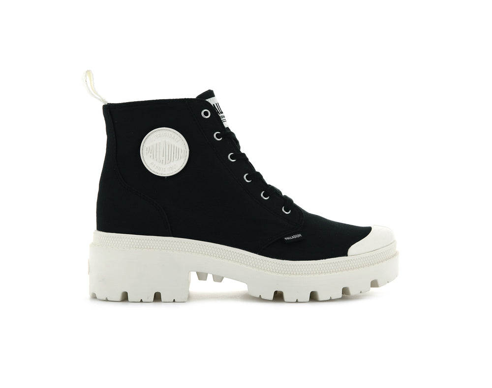 Palladium PALLABASE TWILL Women\'s Boots Black | Canada-1639