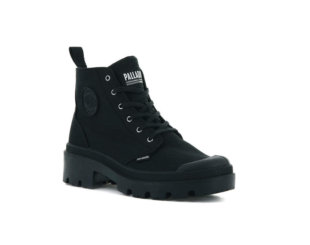 Palladium PALLABASE TWILL Women's Boots Black | Canada-1683