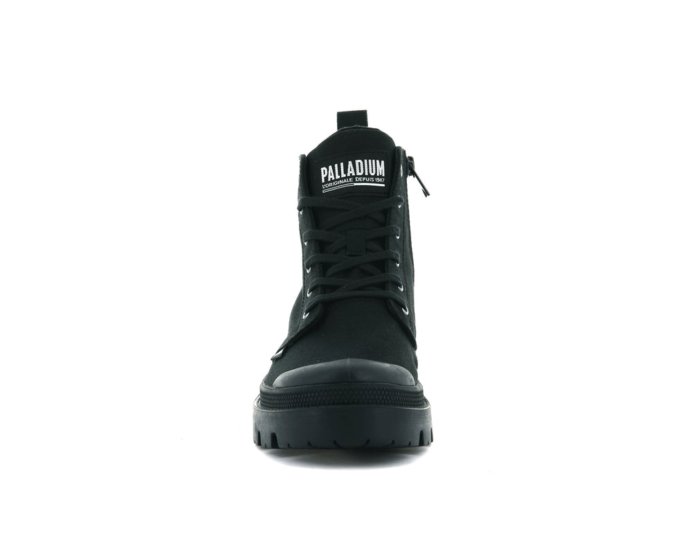 Palladium PALLABASE TWILL Women's Boots Black | Canada-1683