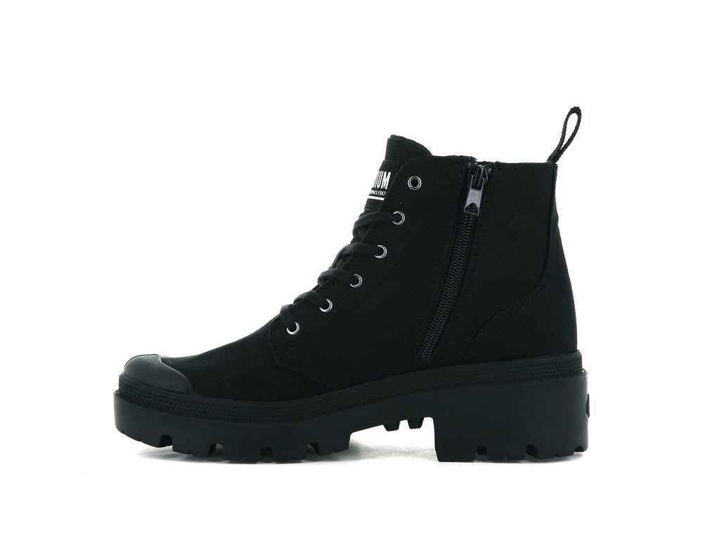 Palladium PALLABASE TWILL Women's Boots Black | Canada-1683