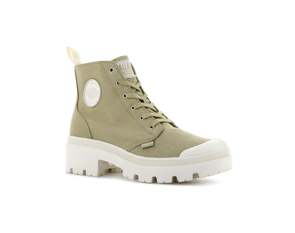Palladium PALLABASE TWILL Women's Boots Taupe | Canada-4561