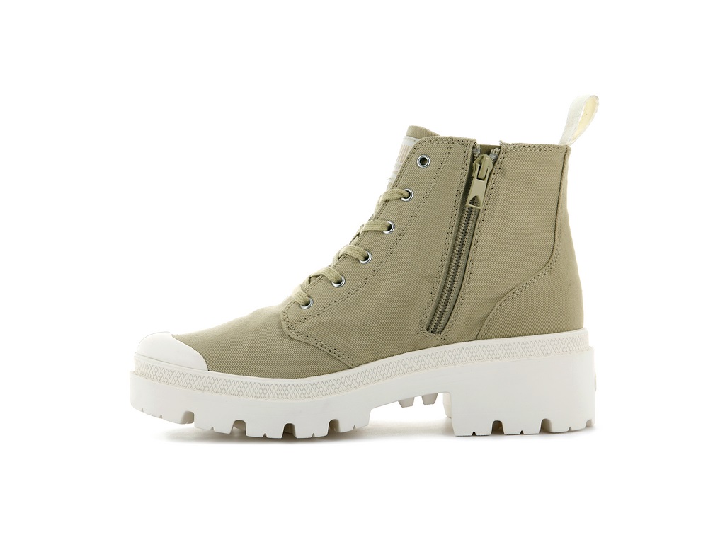 Palladium PALLABASE TWILL Women's Boots Taupe | Canada-4561