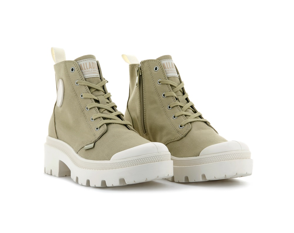 Palladium PALLABASE TWILL Women's Boots Taupe | Canada-4561