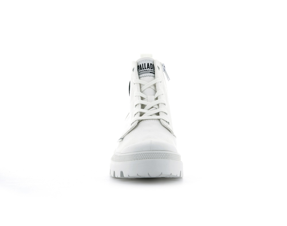 Palladium PALLABASE TWILL Women's Boots White | Canada-9746
