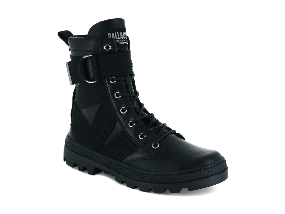 Palladium PALLABOSSE TACT ST LEATHER Women's Boots Black | Canada-7193