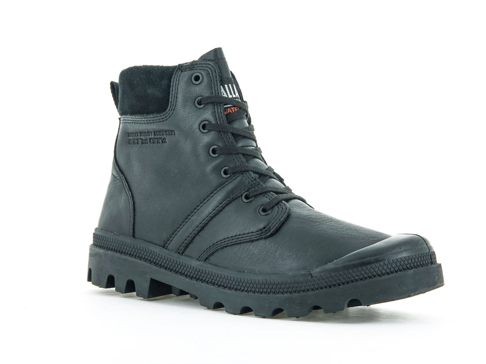 Palladium PALLABROUSSE CUFF WATERPROOF + Men's Boots Black | Canada-9051