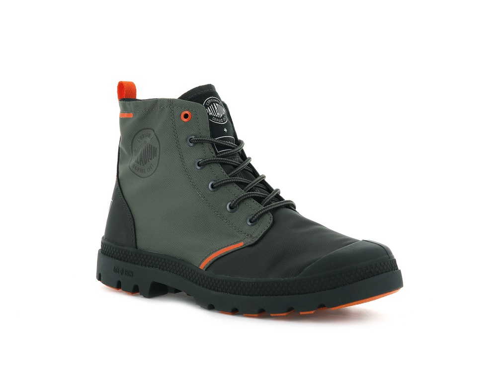 Palladium PALLAFIN RECYCLE Men's High Top Sneakers Dark Olive | Canada-5413