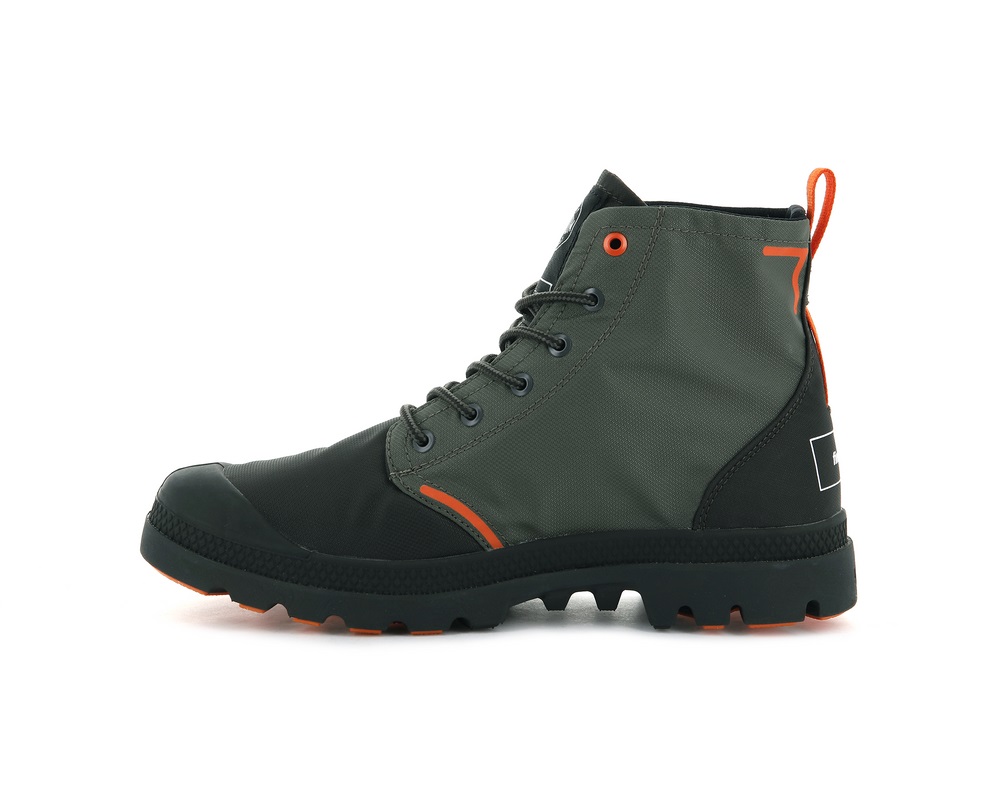 Palladium PALLAFIN RECYCLE Men's High Top Sneakers Dark Olive | Canada-5413