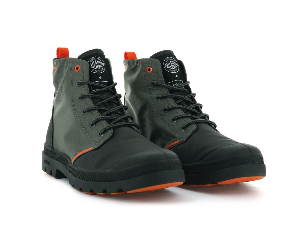 Palladium PALLAFIN RECYCLE Men's High Top Sneakers Dark Olive | Canada-5413