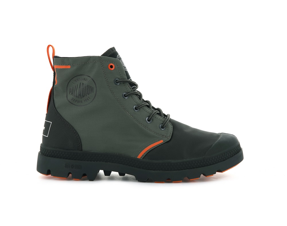 Palladium PALLAFIN RECYCLE Men\'s High Top Sneakers Dark Olive | Canada-5413