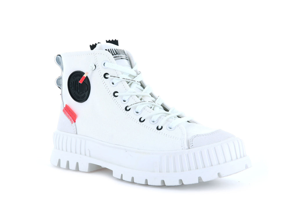 Palladium PALLASHOCK BACK ZIP Women's High Top Sneakers White | Canada-5341