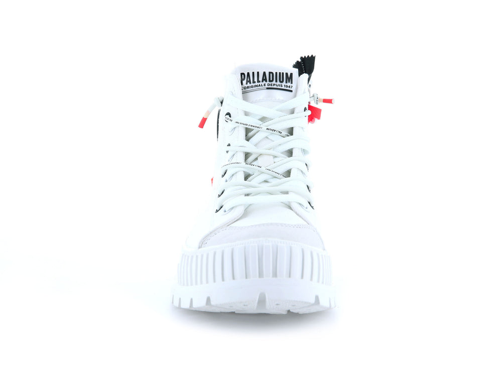 Palladium PALLASHOCK BACK ZIP Women's High Top Sneakers White | Canada-5341