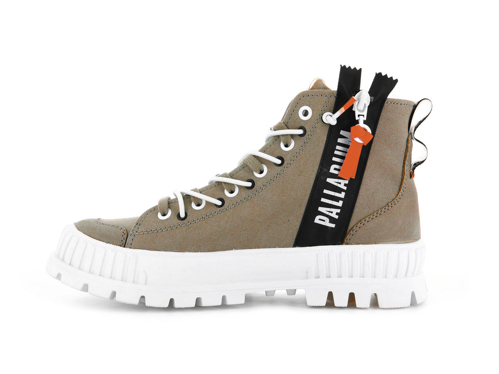Palladium PALLASHOCK BACK ZIP Women's High Top Sneakers Dune | Canada-8935