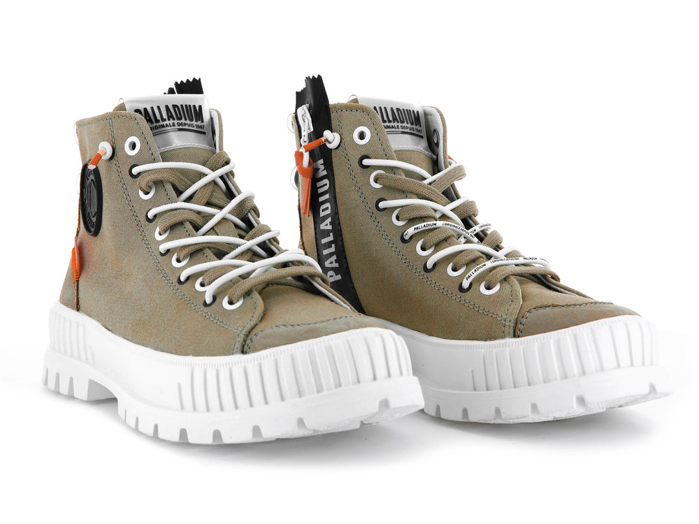 Palladium PALLASHOCK BACK ZIP Women's High Top Sneakers Dune | Canada-8935