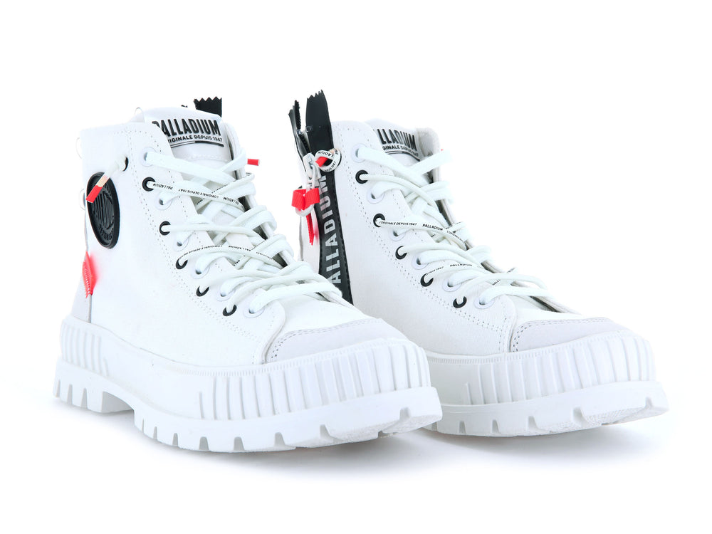 Palladium PALLASHOCK BACK ZIP Women's Sneakers White | Canada-4813