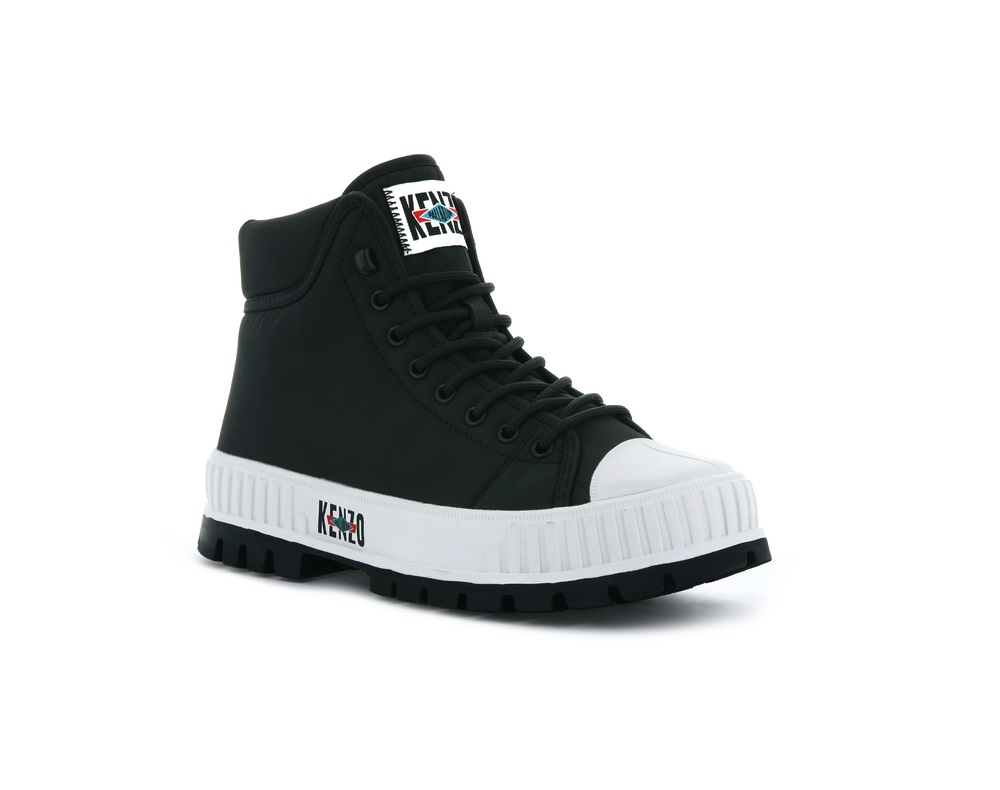 Palladium PALLASHOCK DOWN BY KENZO Women's High Top Sneakers Black | Canada-9673
