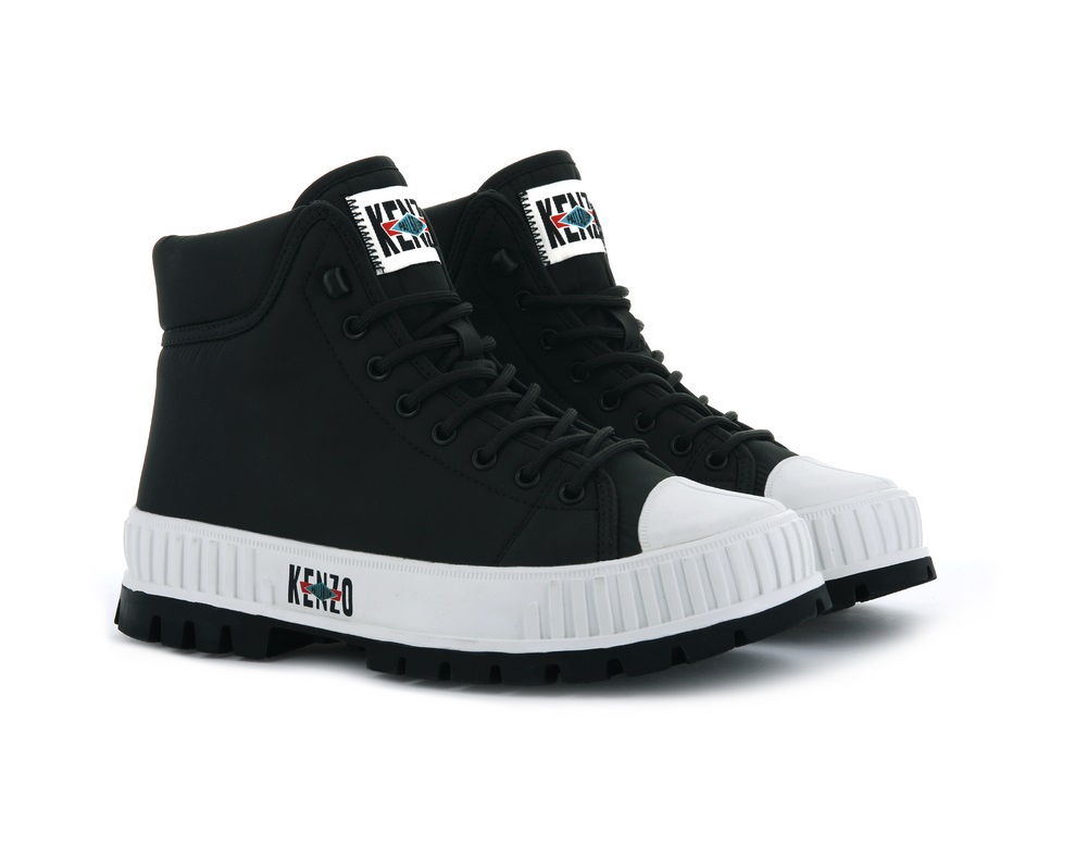 Palladium PALLASHOCK DOWN BY KENZO Women's High Top Sneakers Black | Canada-9673