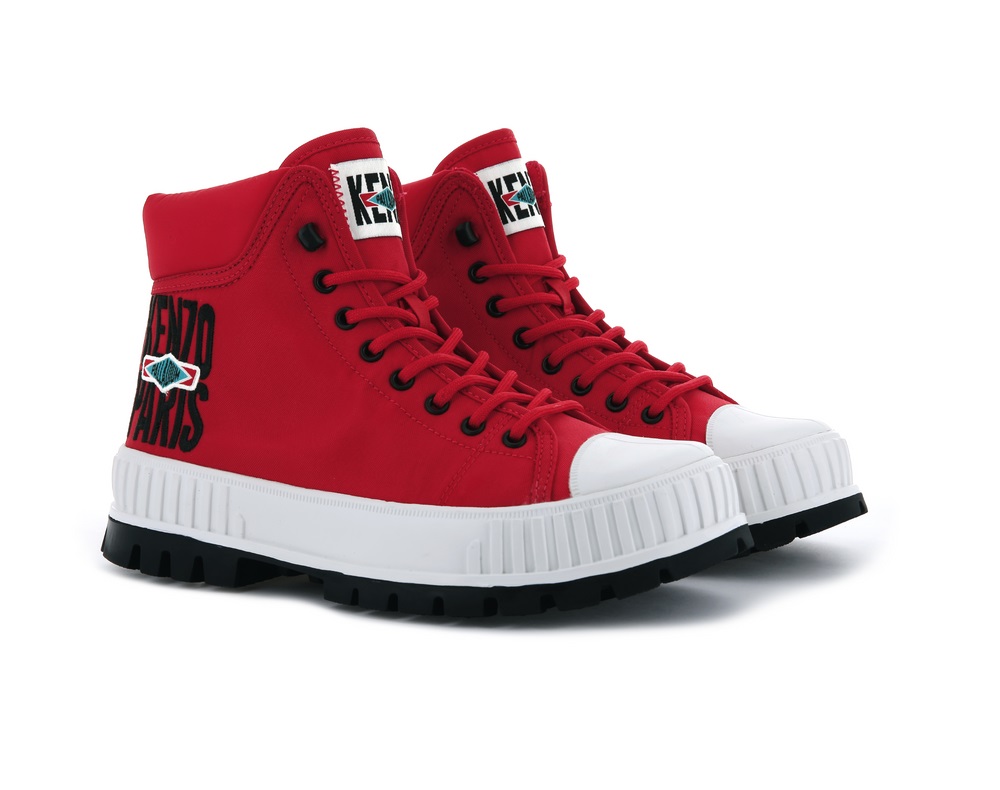 Palladium PALLASHOCK HI BY KENZO Women's High Top Sneakers Red | Canada-5289