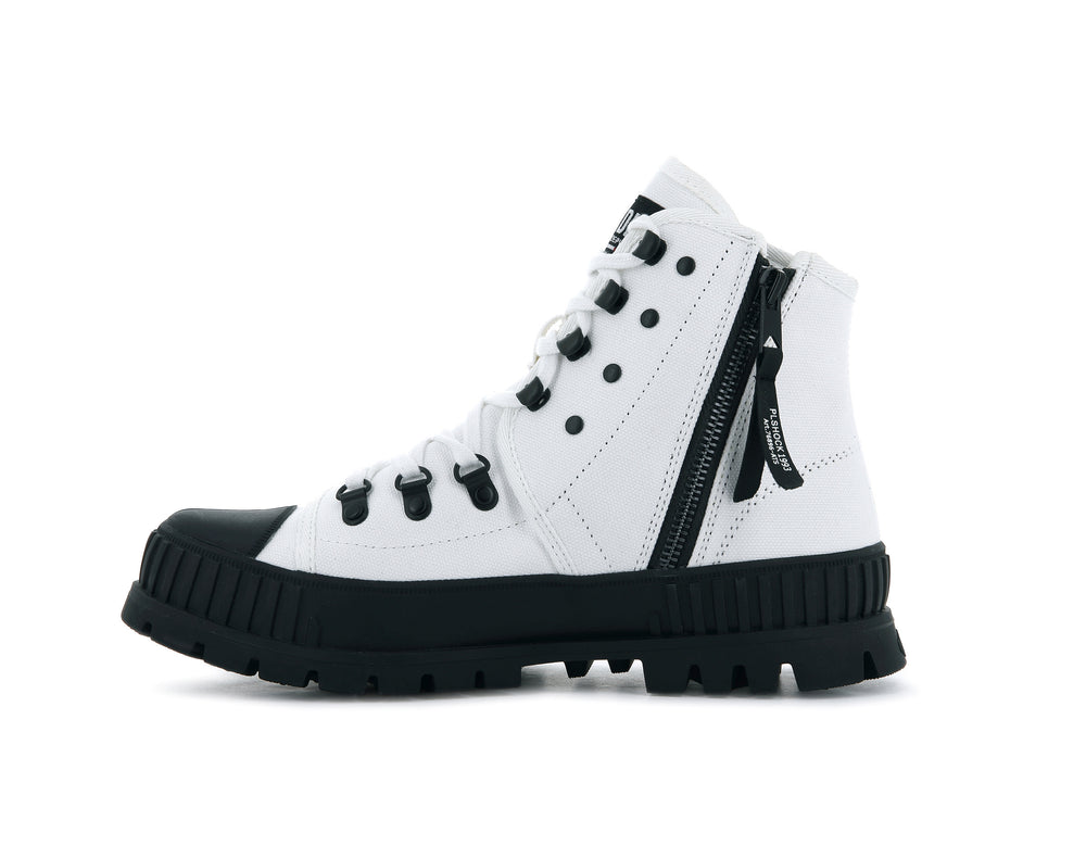 Palladium PALLASHOCK HKR HI Women's Sneakers White / Black | Canada-1789