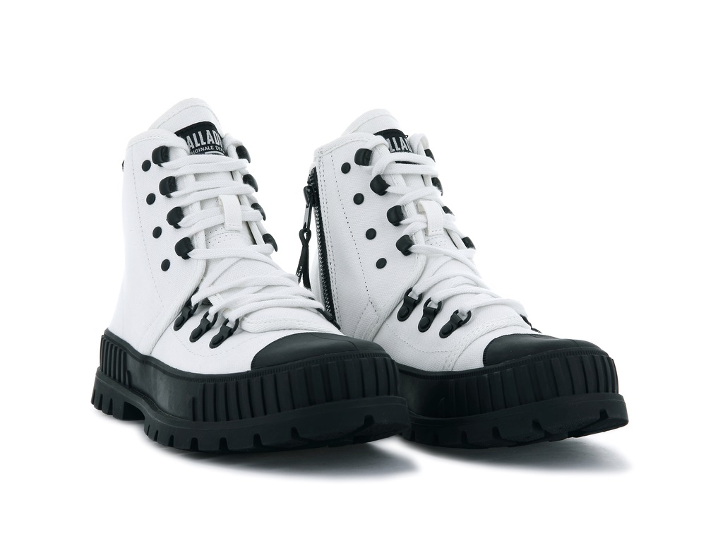 Palladium PALLASHOCK HKR HI Women's Sneakers White / Black | Canada-1789