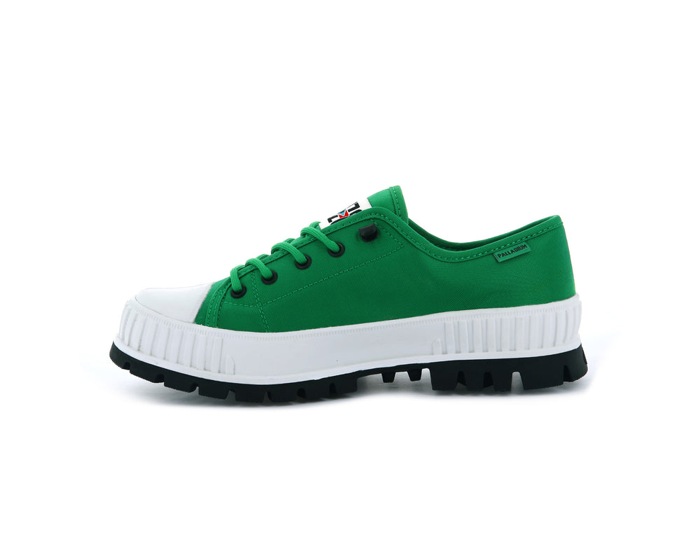 Palladium PALLASHOCK LOW BY KENZO Men's Low Top Shoes Green | Canada-0426