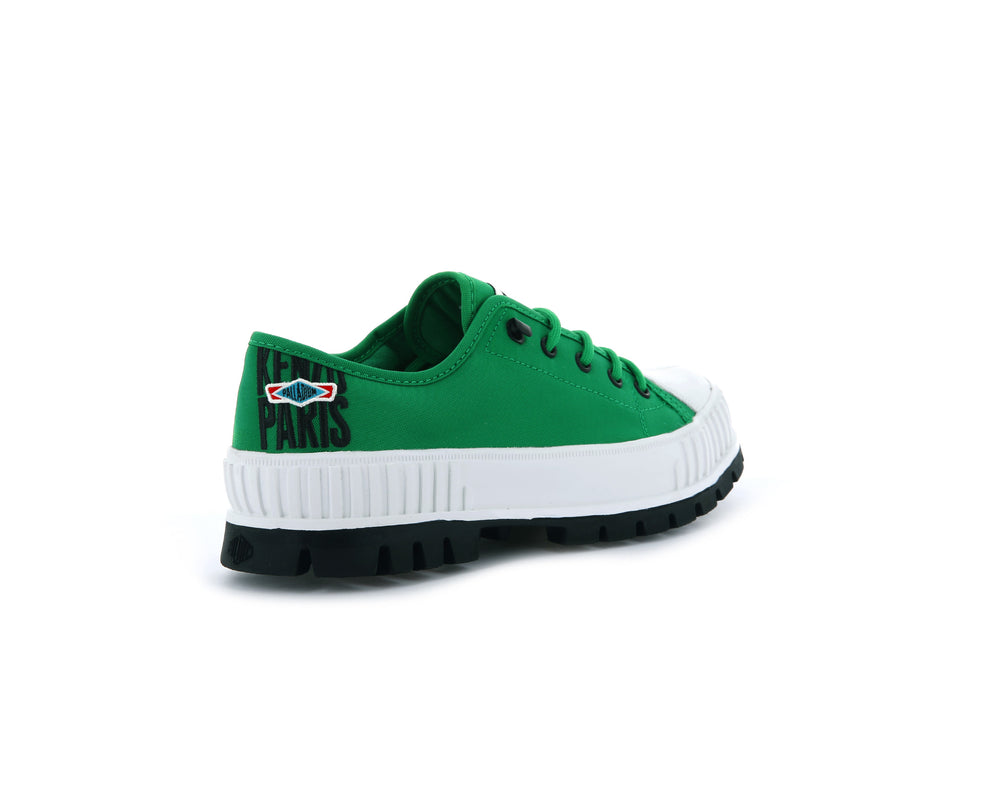 Palladium PALLASHOCK LOW BY KENZO Men's Low Top Shoes Green | Canada-0426