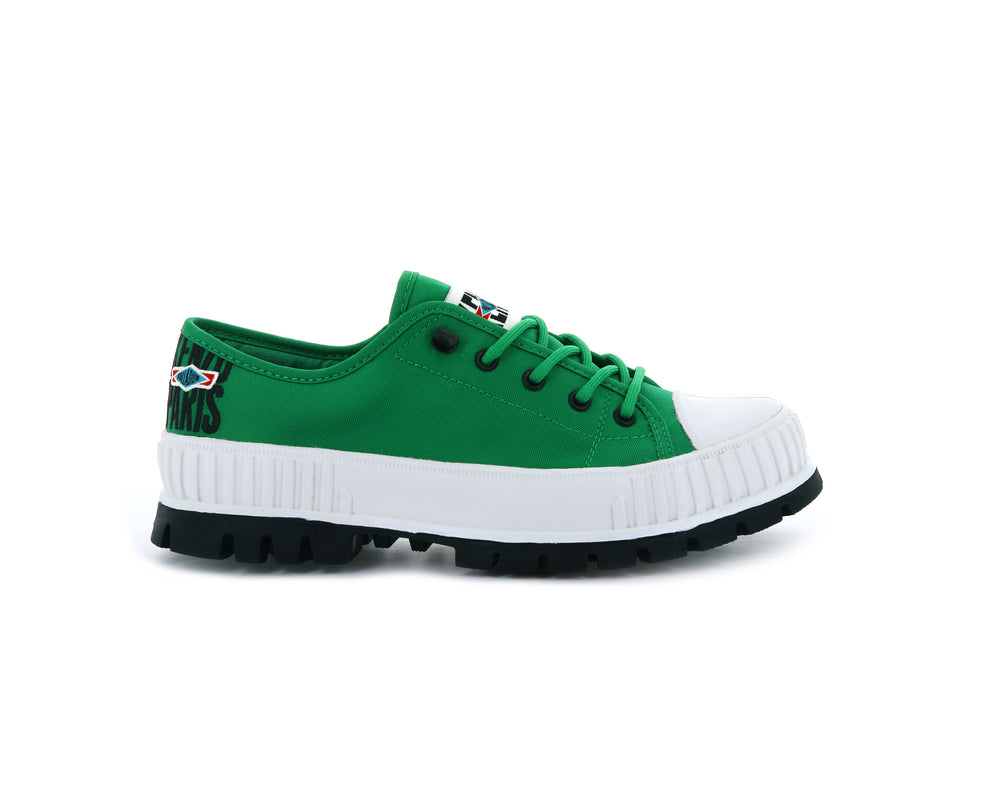Palladium PALLASHOCK LOW BY KENZO Men\'s Low Top Shoes Green | Canada-0426