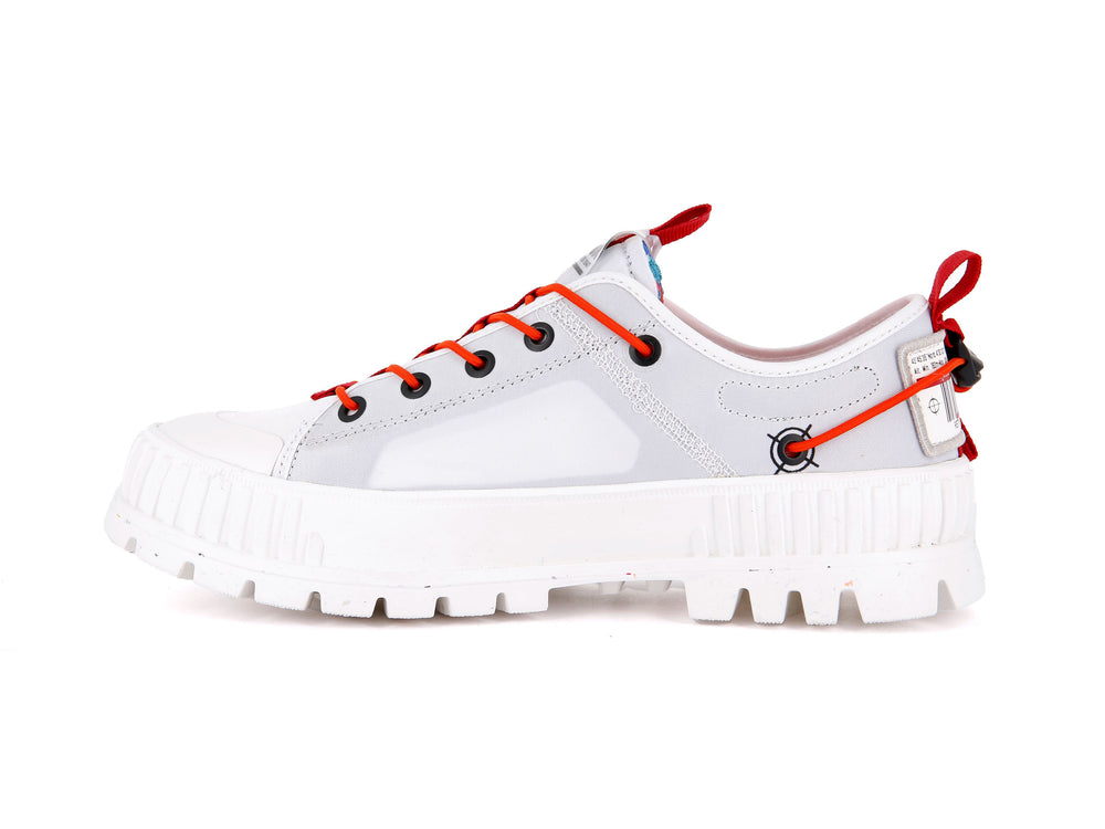 Palladium PALLASHOCK LO TICKET TO EARTH Men's Sneakers White | Canada-5861