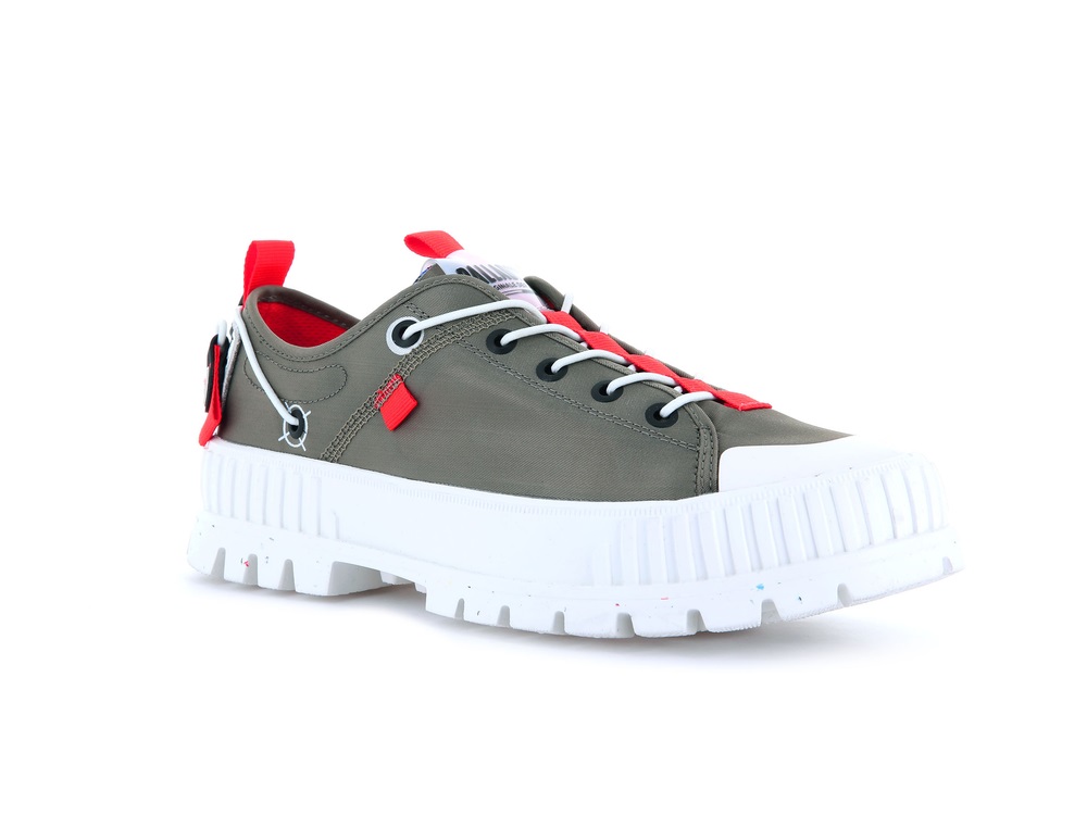Palladium PALLASHOCK LO TICKET TO EARTH Men's Sneakers Green | Canada-6739