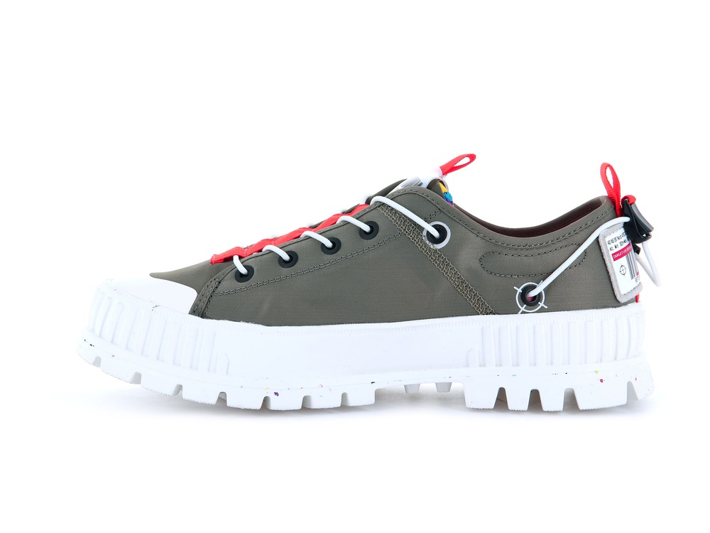 Palladium PALLASHOCK LO TICKET TO EARTH Men's Sneakers Green | Canada-6739