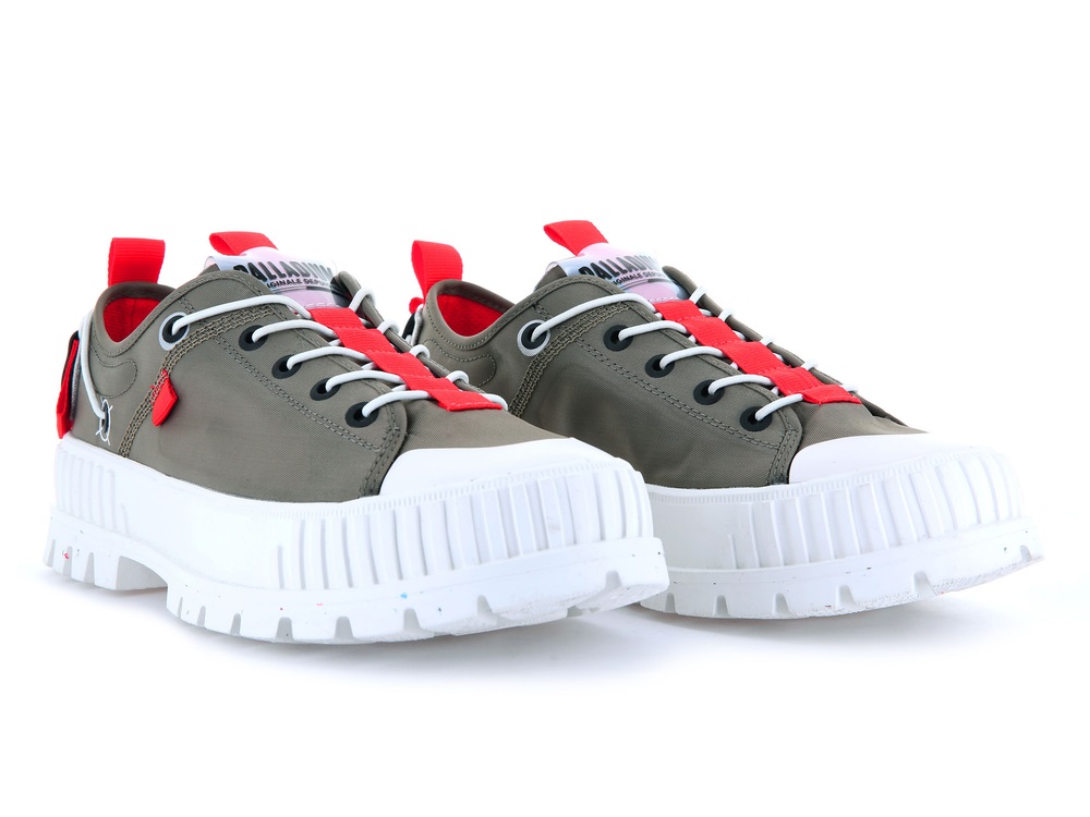 Palladium PALLASHOCK LO TICKET TO EARTH Men's Sneakers Green | Canada-6739