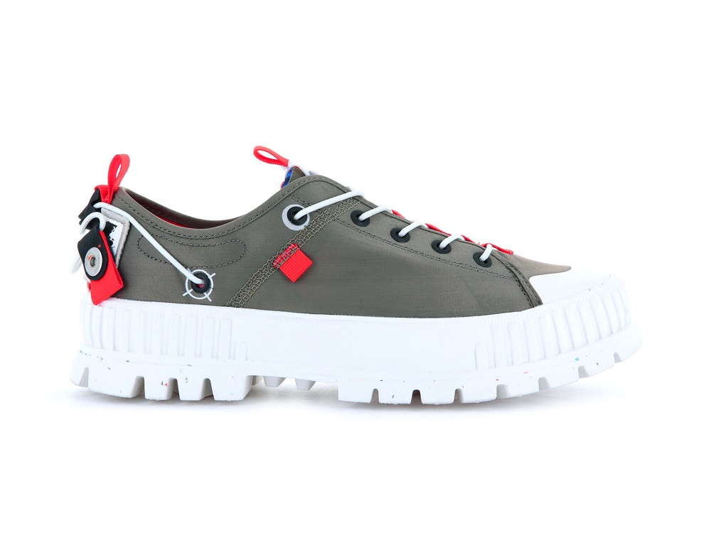 Palladium PALLASHOCK LO TICKET TO EARTH Men\'s Sneakers Green | Canada-6739