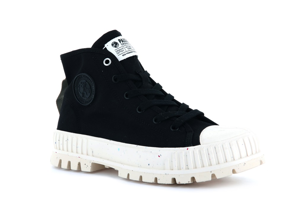 Palladium PALLASHOCK MID ORGANIC Men's Sneakers Black | Canada-5601