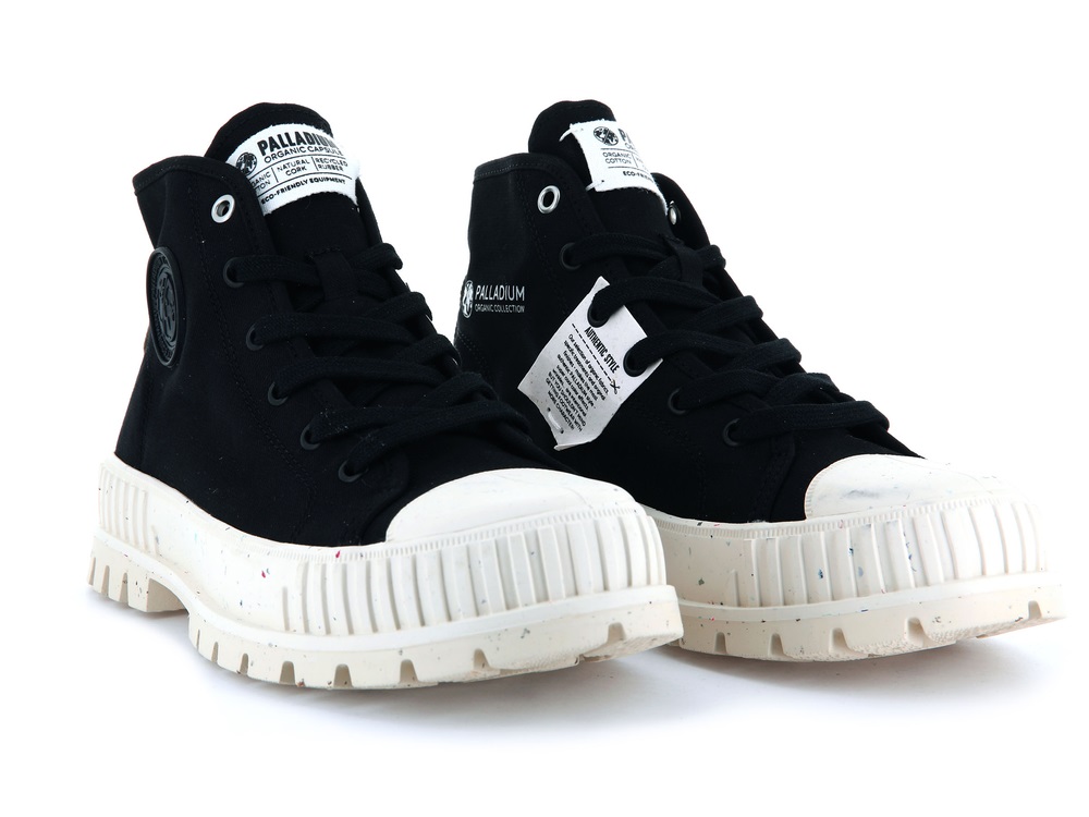 Palladium PALLASHOCK MID ORGANIC Men's Sneakers Black | Canada-5601
