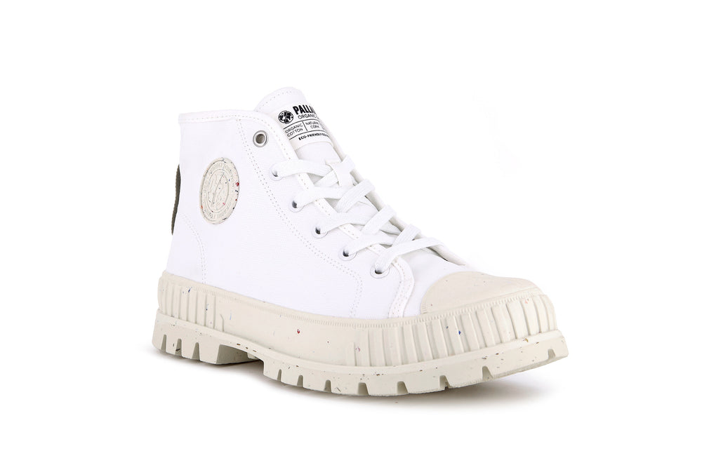 Palladium PALLASHOCK MID ORGANIC Men's Sneakers White | Canada-6589