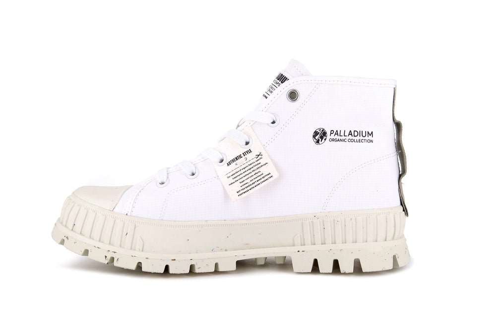 Palladium PALLASHOCK MID ORGANIC Men's Sneakers White | Canada-6589