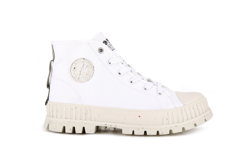Palladium PALLASHOCK MID ORGANIC Men\'s Sneakers White | Canada-6589